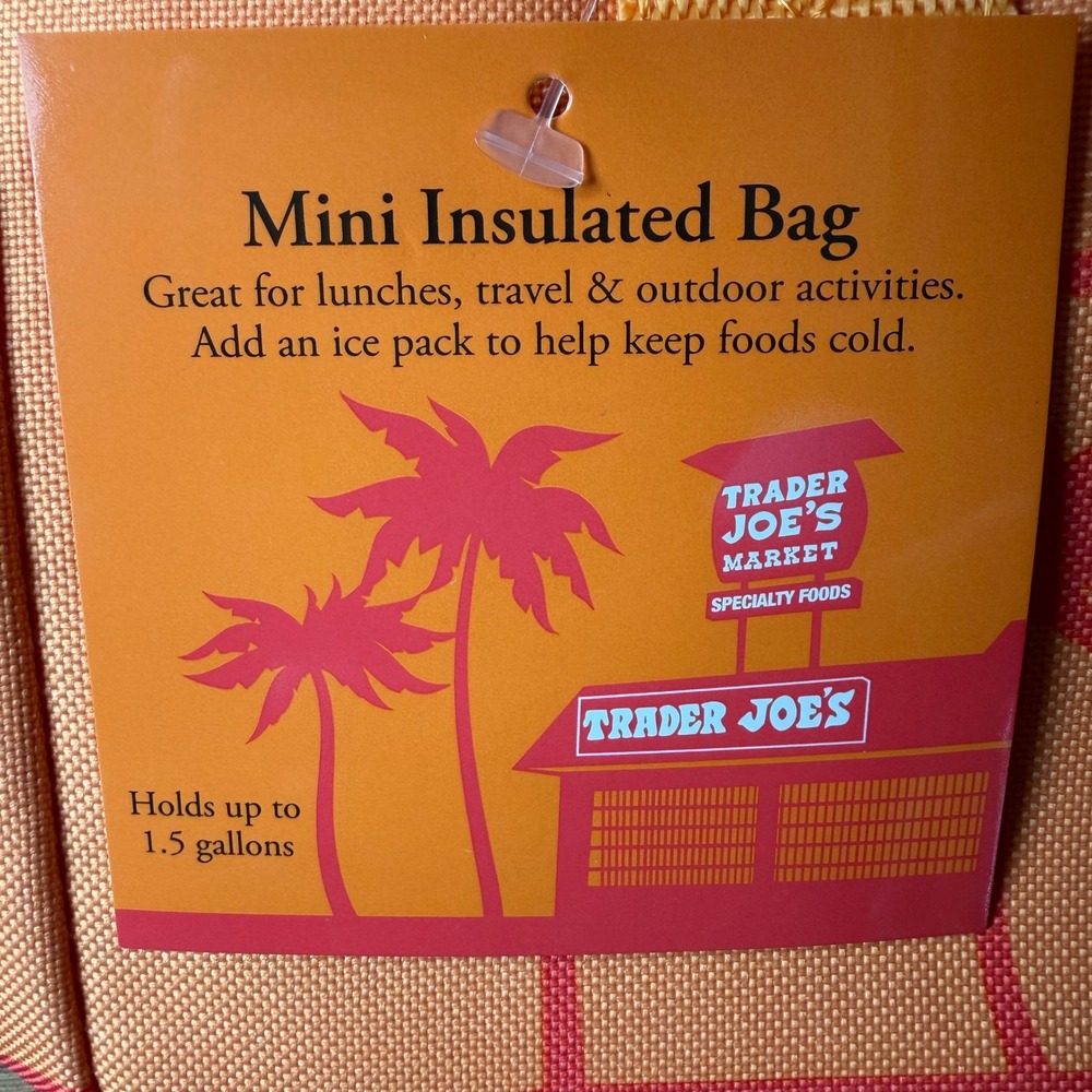 Trader Joe's Mini Insulated Bag 2026 Orange Green Zipper Lunch Bag NWT - Picture 3 of 4